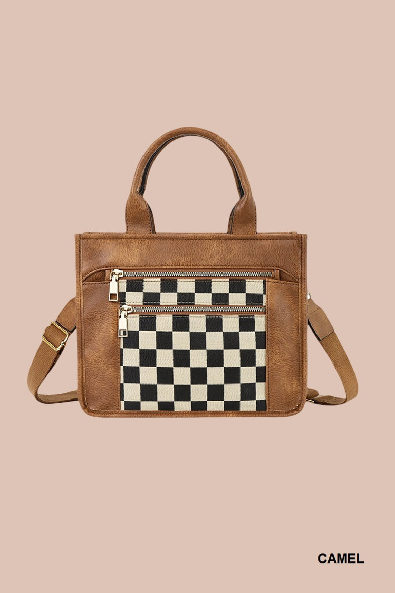 CHECKERED CANVAS TOTE BAG