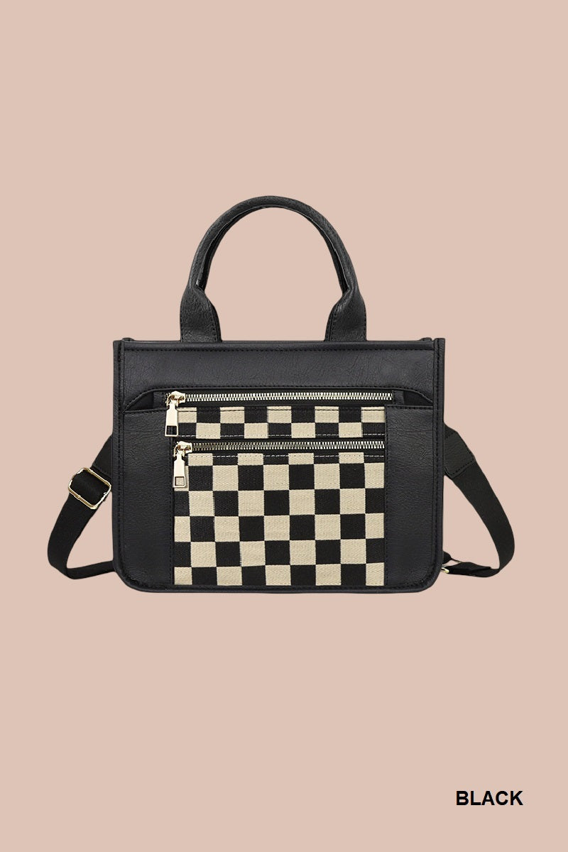 CHECKERED CANVAS TOTE BAG