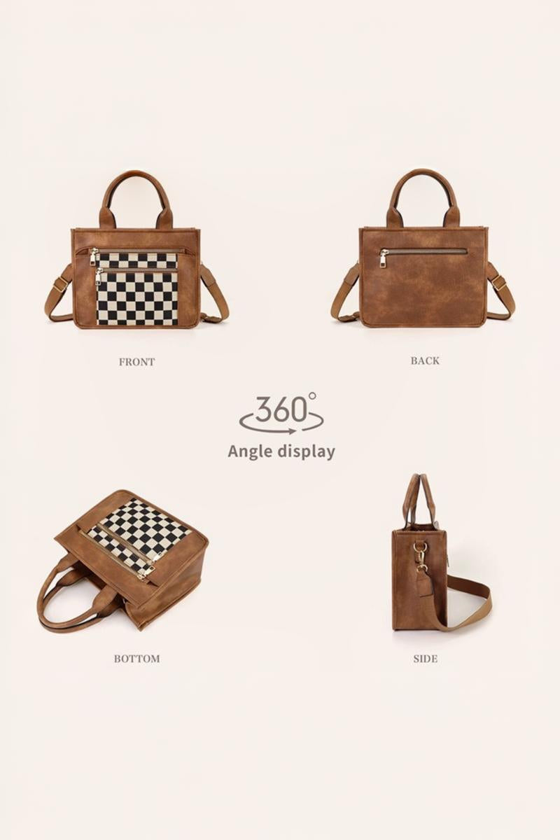 CHECKERED CANVAS TOTE BAG