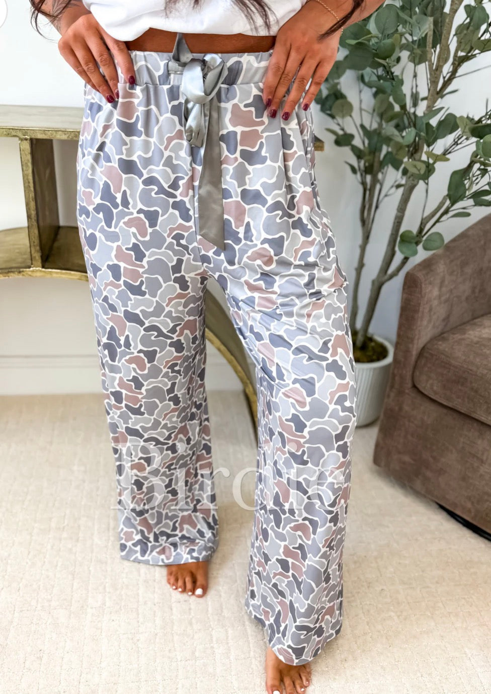 BIRDIE PREORDER Stretchy Lounge Pants in Sage Green Duck Camo