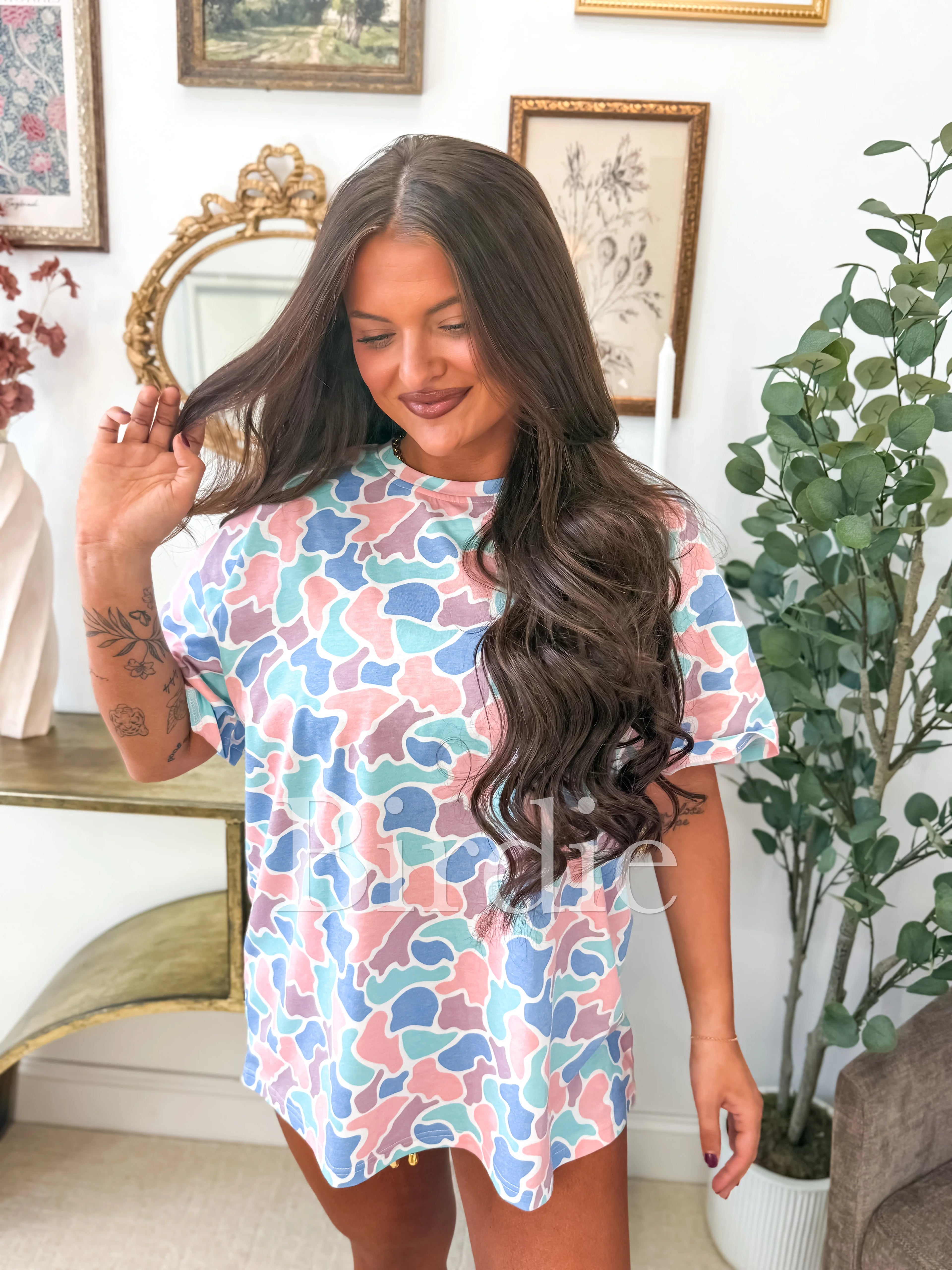 BIRDIE PREORDER Oversized Tee in Spring Duck Camo