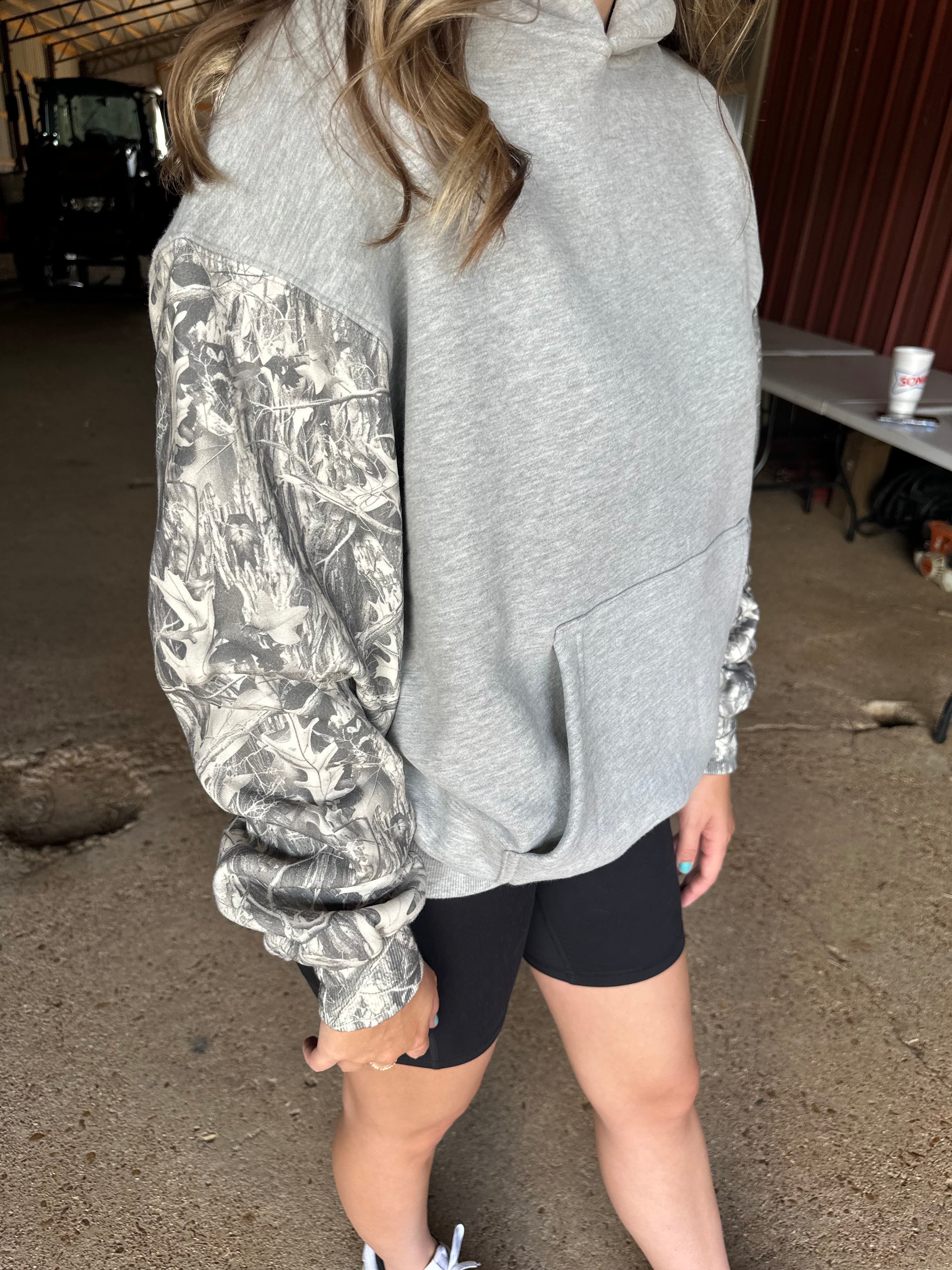 TWO TONE CAMO/GREY HOODIE